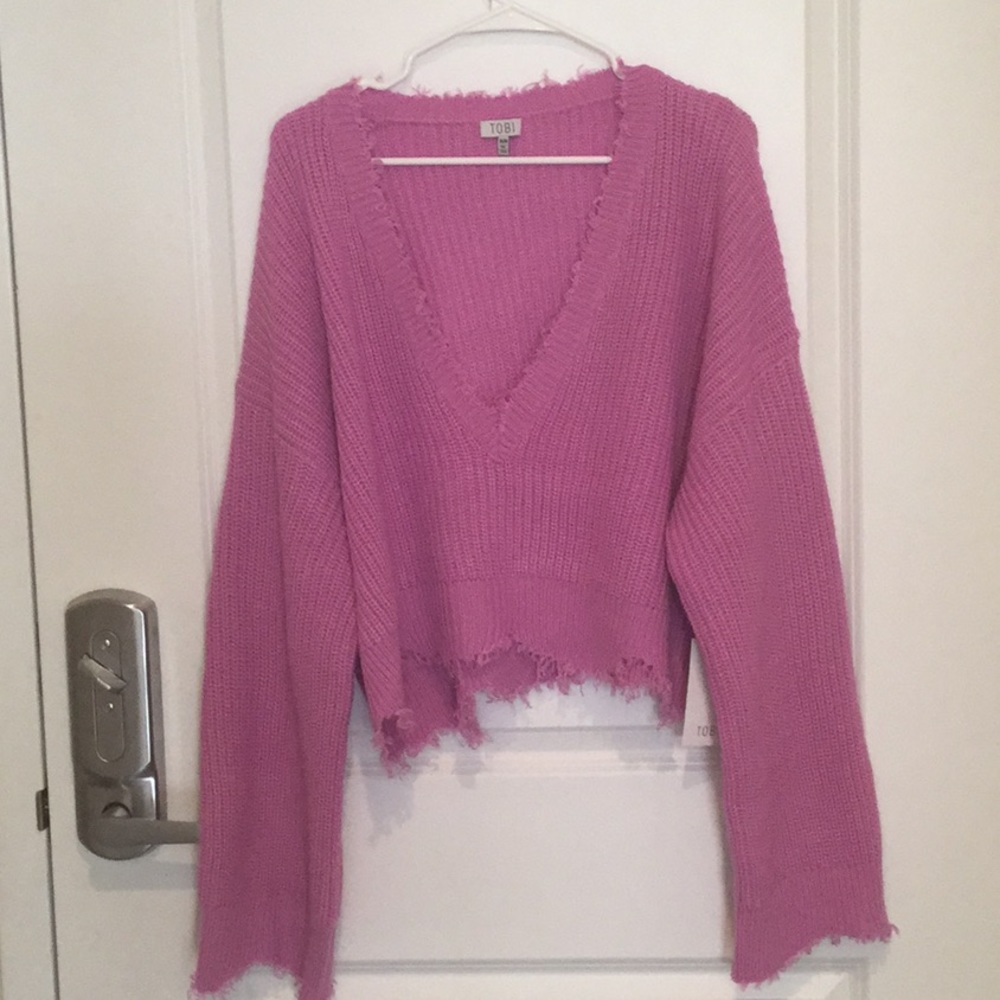 NWT! Cropped Distressed Sweater